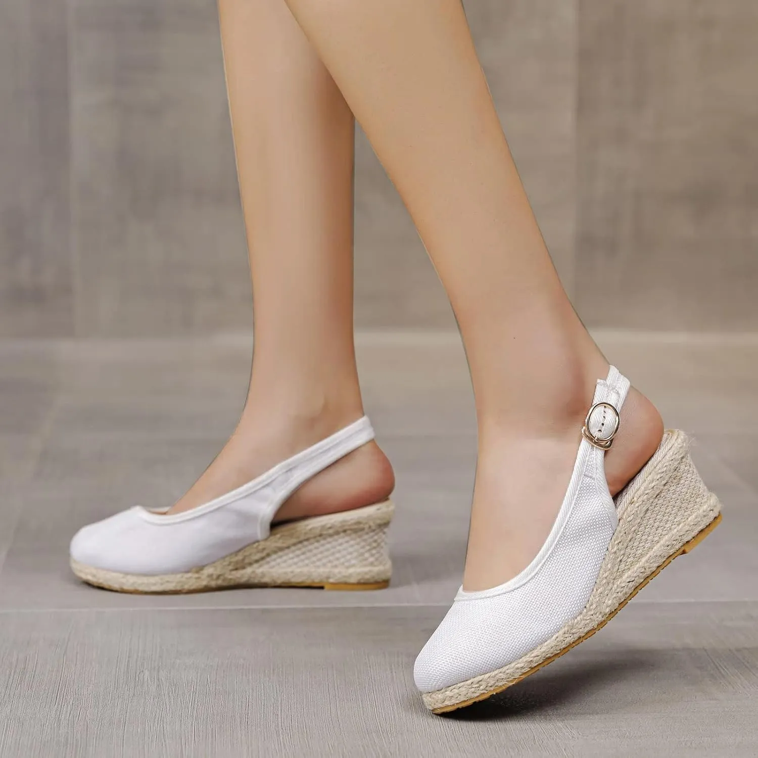 Womens Closed Toe Espadrille Wedge Heels Sandals 2025 Retro Casual Ankle Strap Platform Wedges Summer Canvas Wide Width Sandal Pumps Low Rounded Elegant Working Espadrilles Shoes Heel Sandals