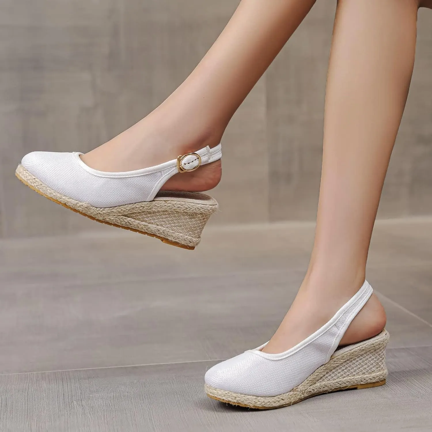 Womens Closed Toe Espadrille Wedge Heels Sandals 2025 Retro Casual Ankle Strap Platform Wedges Summer Canvas Wide Width Sandal Pumps Low Rounded Elegant Working Espadrilles Shoes Heel Sandals