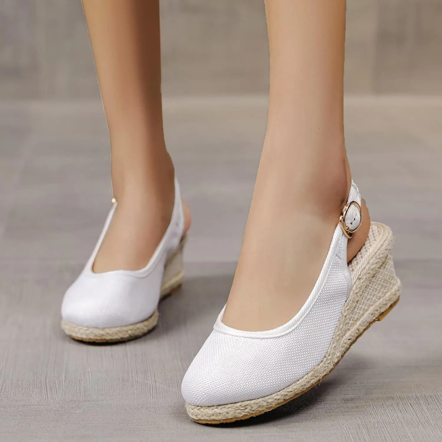 Womens Closed Toe Espadrille Wedge Heels Sandals 2025 Retro Casual Ankle Strap Platform Wedges Summer Canvas Wide Width Sandal Pumps Low Rounded Elegant Working Espadrilles Shoes Heel Sandals