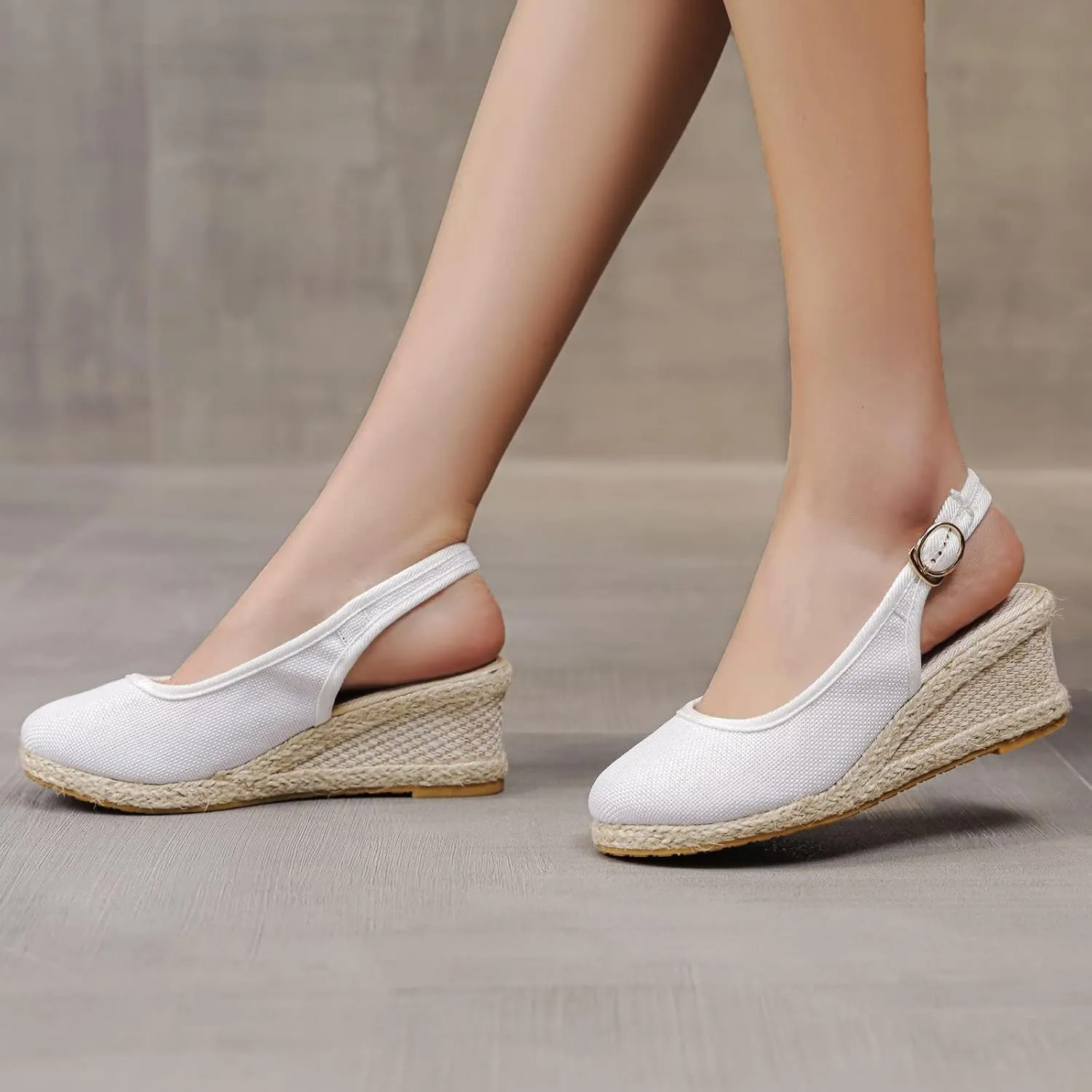 Womens Closed Toe Espadrille Wedge Heels Sandals 2025 Retro Casual Ankle Strap Platform Wedges Summer Canvas Wide Width Sandal Pumps Low Rounded Elegant Working Espadrilles Shoes Heel Sandals