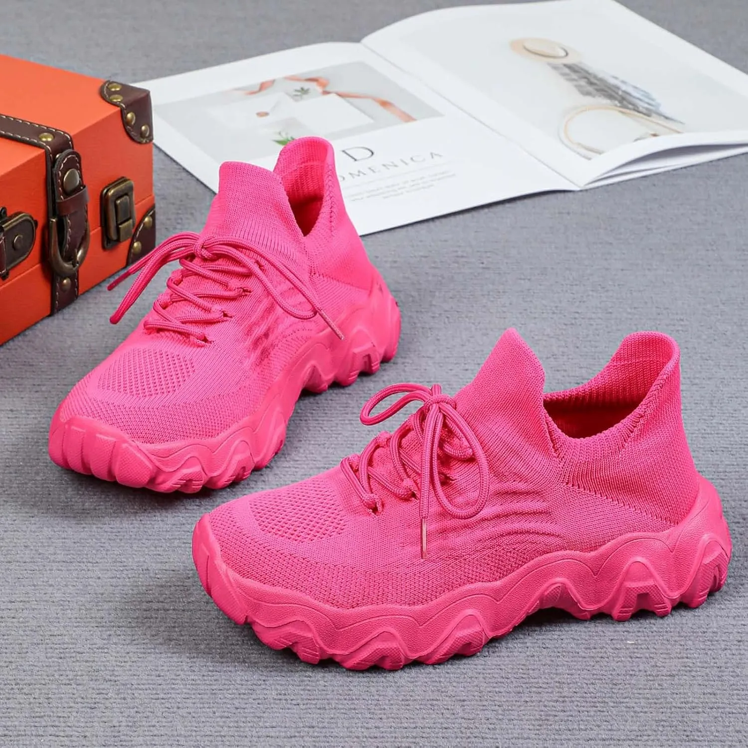Women's Comfortable Breathable Knitted Sneakers,Ortho Pro Shoes for Women,Summer Lace Up Low Top Slip On Sneakers, Lightweight Mesh Running Shoes,Women's Mesh Orthopedic Sneakers