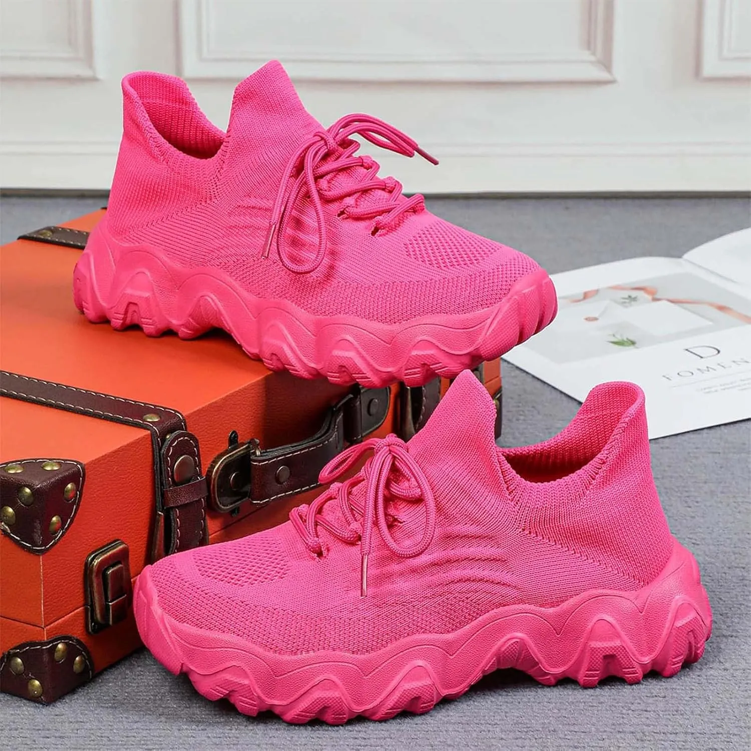 Women's Comfortable Breathable Knitted Sneakers,Ortho Pro Shoes for Women,Summer Lace Up Low Top Slip On Sneakers, Lightweight Mesh Running Shoes,Women's Mesh Orthopedic Sneakers