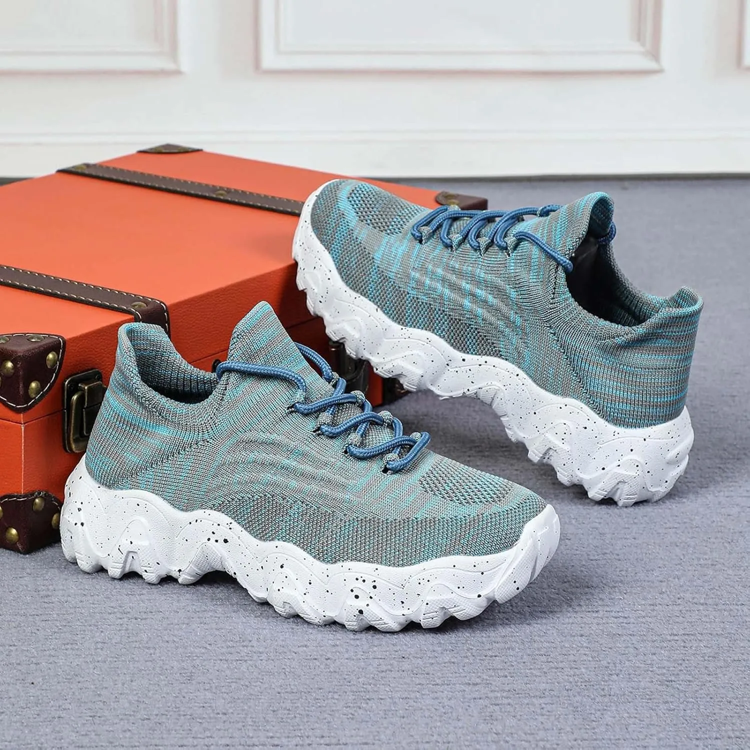 Women's Comfortable Breathable Knitted Sneakers,Ortho Pro Shoes for Women,Summer Lace Up Low Top Slip On Sneakers, Lightweight Mesh Running Shoes,Women's Mesh Orthopedic Sneakers