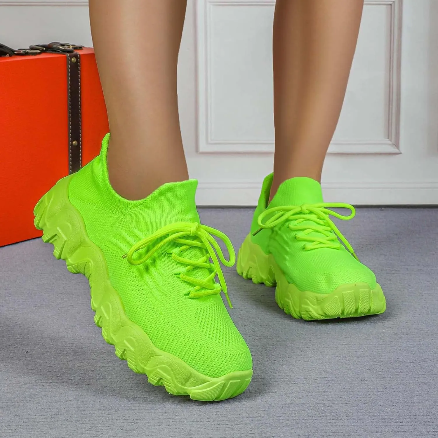 Women's Comfortable Breathable Knitted Sneakers,Ortho Pro Shoes for Women,Summer Lace Up Low Top Slip On Sneakers, Lightweight Mesh Running Shoes,Women's Mesh Orthopedic Sneakers