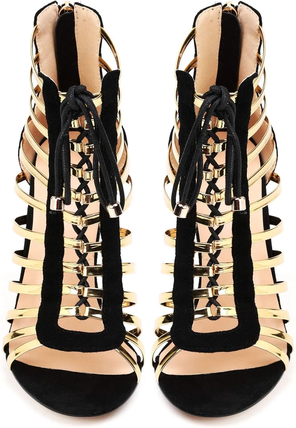 Women's Dress Sandals, Fashion High Heels, Fringed Lace-up Sandals Red Yellow