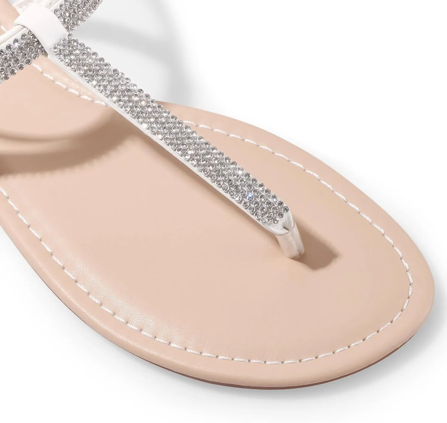 Women's Dressy Sandals Flat Glitter Comfortable Slides Rhinestone Sandals for Women Ladies Fashion Shoes