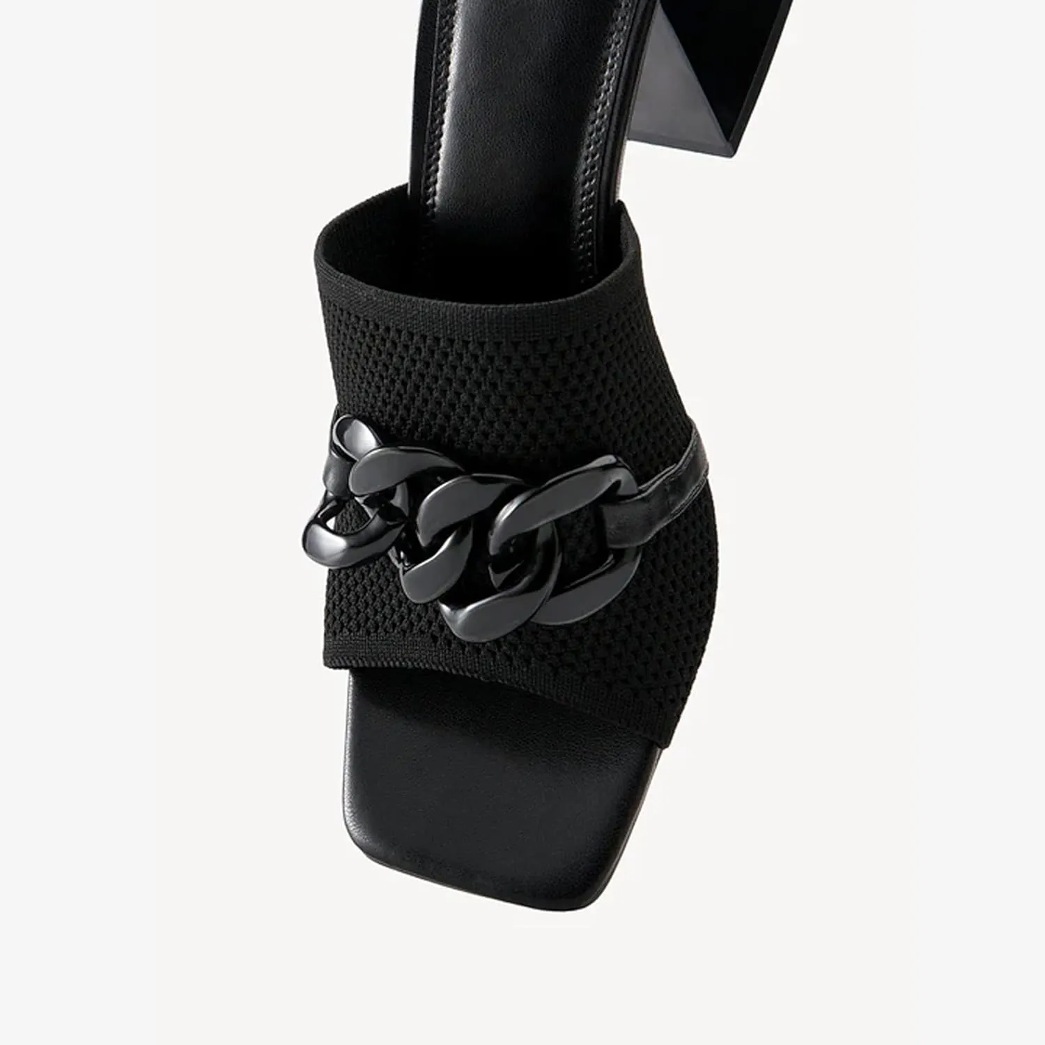 Women's Elegant Square Toe Chain Heeled Sandals Pump Shoes