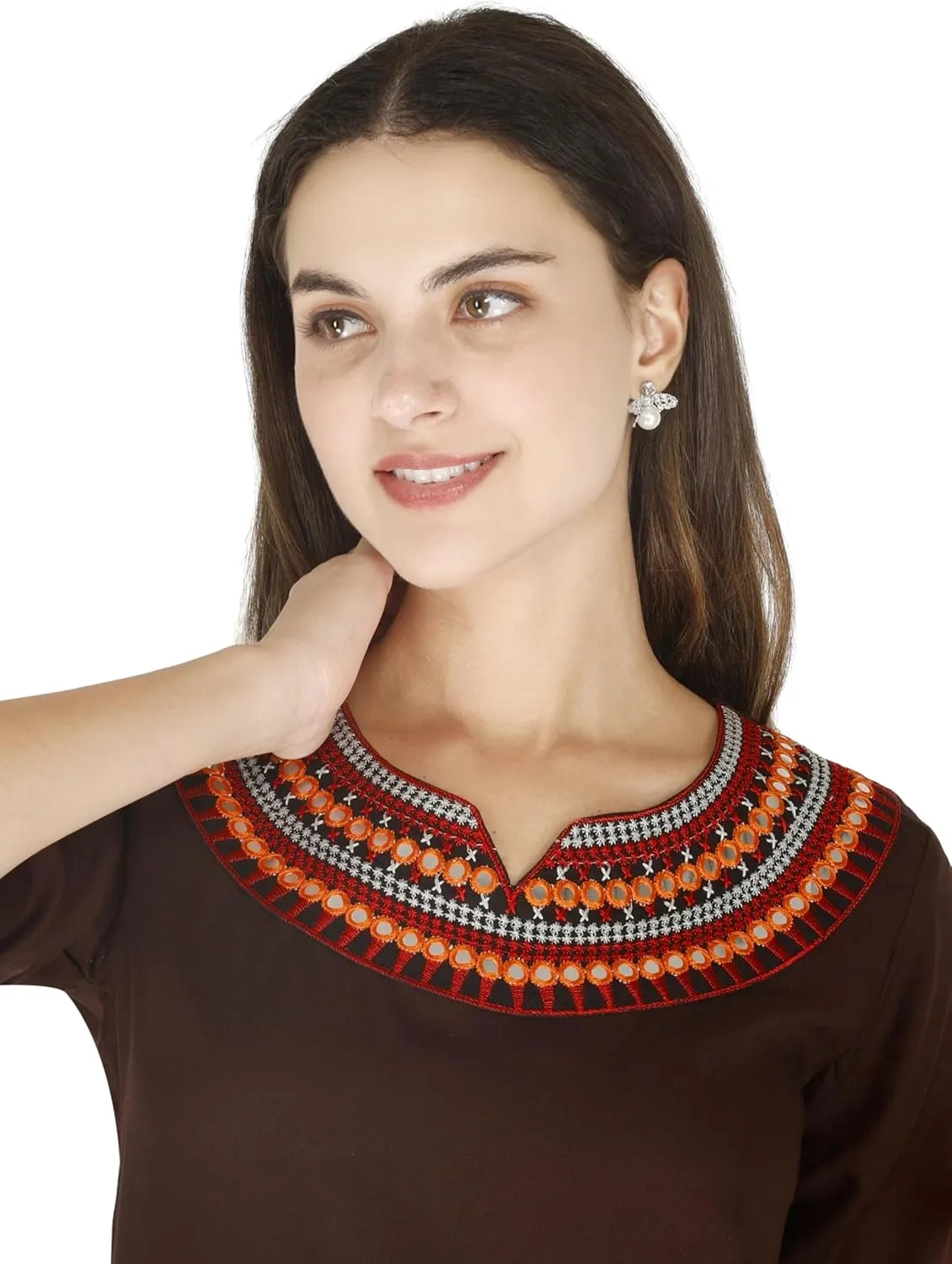 Women's Embroidered Cotton Short Kurti
