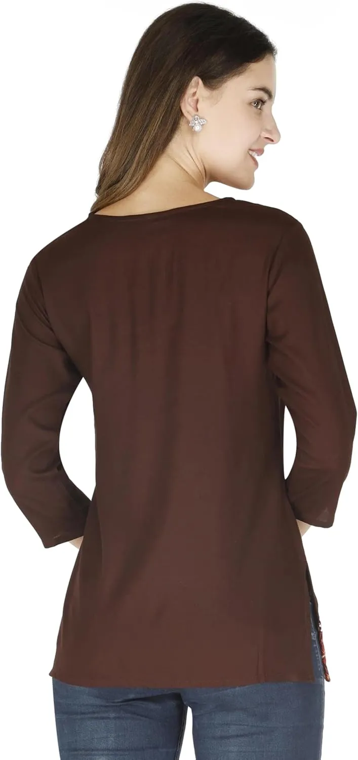 Women's Embroidered Cotton Short Kurti