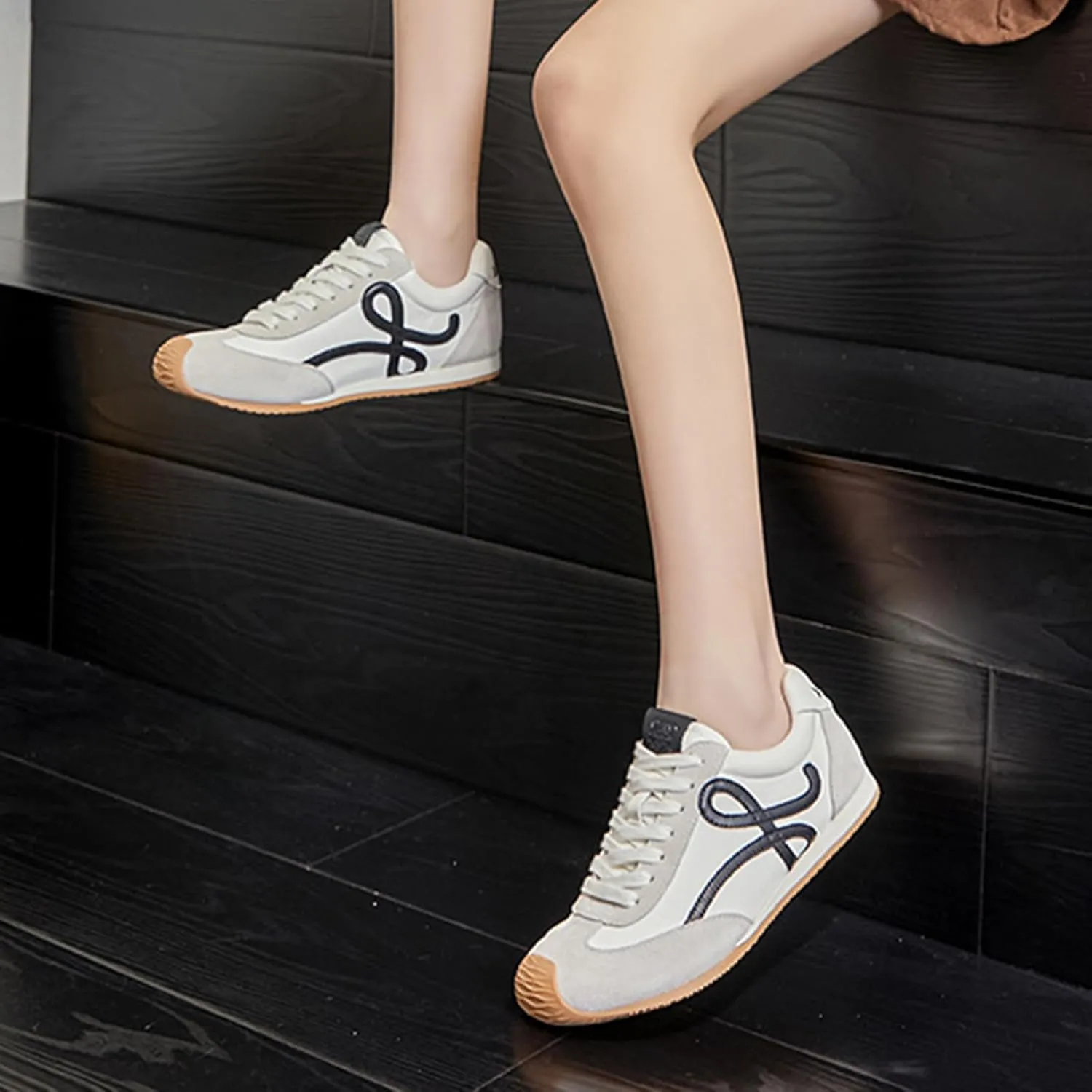 Women's Fashion Platform Oxford Trainers Casual Lace-Up Lightweight Versatile Flats - Spring/Autumn Vintage Sneakers