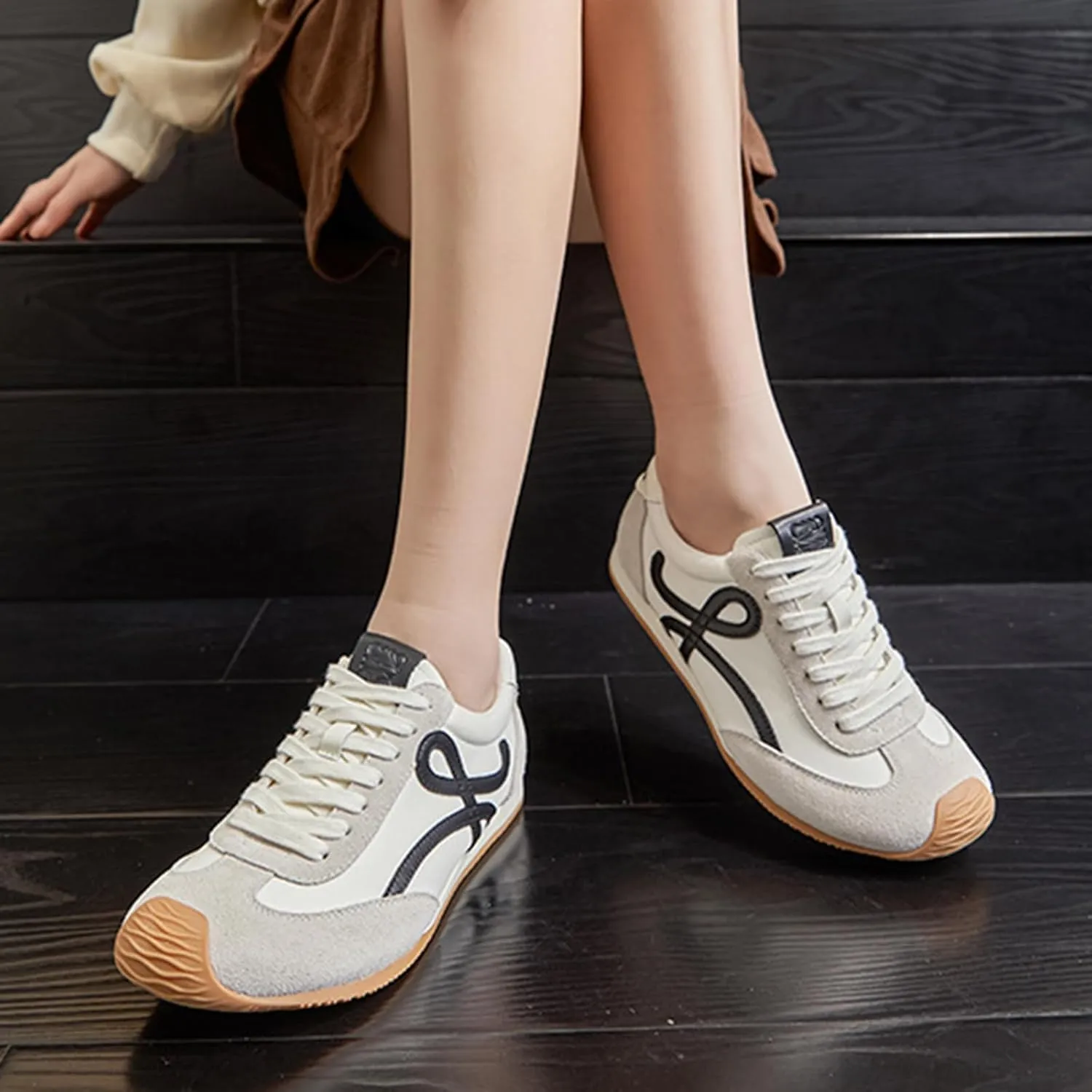 Women's Fashion Platform Oxford Trainers Casual Lace-Up Lightweight Versatile Flats - Spring/Autumn Vintage Sneakers