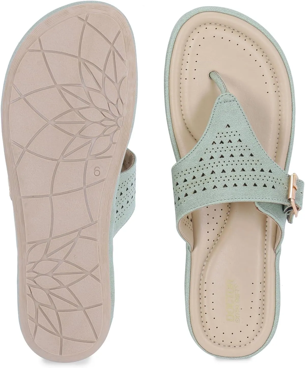 Womens Flat Memory Foam Slippers/Flip-Flops Fashion Stylish Casual Comfortable Diabetic Orthopedic Lightweight Synthetic Slip-on Sandals with Adjustable Buckle for Girls/Ladies D-609