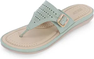 Womens Flat Memory Foam Slippers/Flip-Flops Fashion Stylish Casual Comfortable Diabetic Orthopedic Lightweight Synthetic Slip-on Sandals with Adjustable Buckle for Girls/Ladies D-609