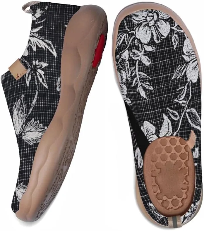 Women's Floral Art Painted Shoes Knitted Slip On Loafers Comfort Walking Sneakers