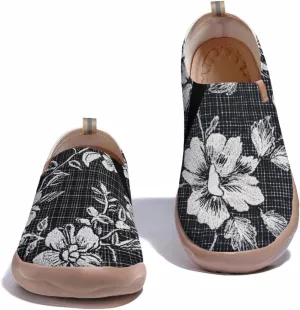 Women's Floral Art Painted Shoes Knitted Slip On Loafers Comfort Walking Sneakers