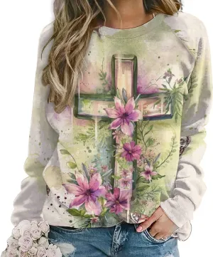 Womens Floral Sweatshirt Vintage Long Sleeve Crewneck Pullover Fall Tops Butterfly Graphic Oversized Casual Clothes