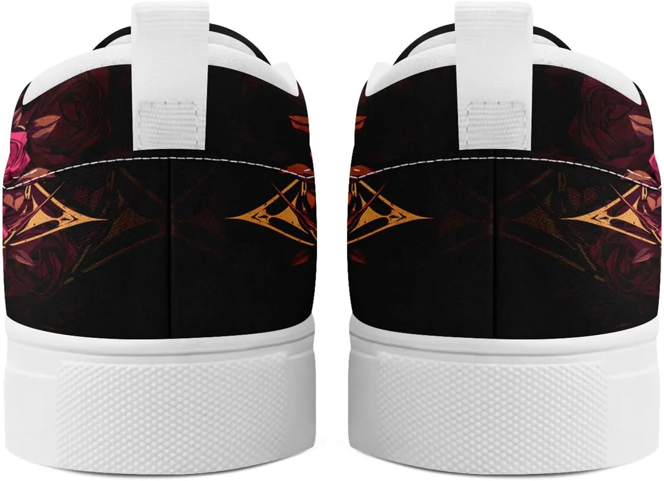 Women's Gothic Skull Slip Ons Sneakers Elastic Canvas Casual Loafers Rock &Punk Low Top Walking Shoes for Men