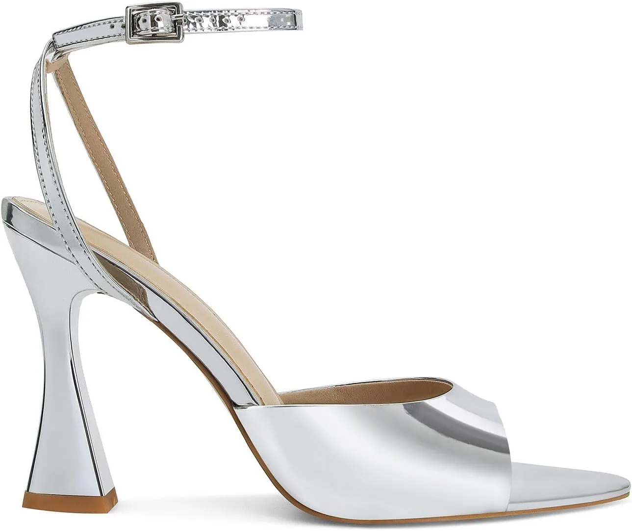 Womens Heeled Sandals Ankle Strap Pointed Toe Sandals Summer Dress Party Shoes