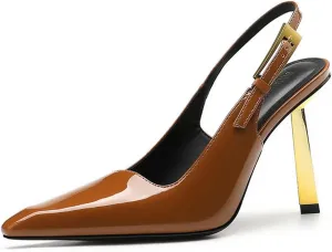 Women's High Heel Sandals Patent leather Needle Buckle Shallow Mouth Sexy Fashion Banquet Shoes