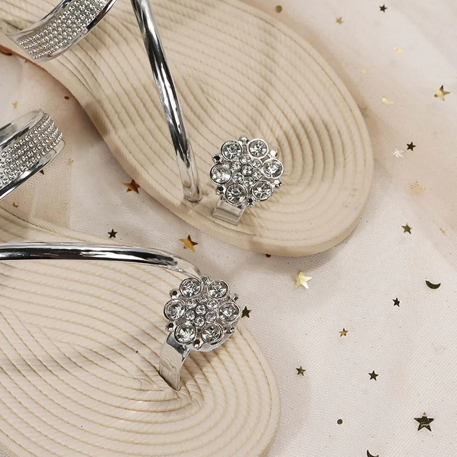 Women's Hot Rhinestone Flat Sandals Beach Holiday Slip On Flip Flops Clip Toe Slippers Stylish Slides Summer Footwear