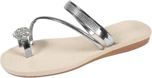 Women's Hot Rhinestone Flat Sandals Beach Holiday Slip On Flip Flops Clip Toe Slippers Stylish Slides Summer Footwear