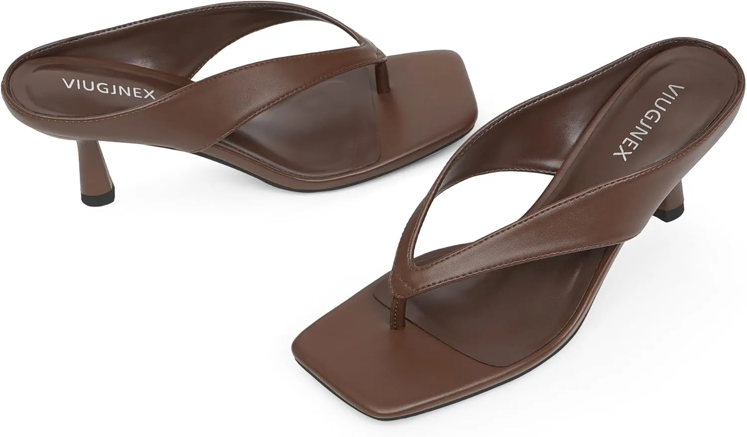 Women’s Kitten Heels Flip Flops Slip On Open Toe Low Heels Thong Square Slide Summer Fashion Party Heeled Dressy Sandals for Women