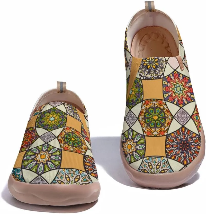 Women's Knitted Casual Loafers Art Painted Slip On Walking Shoes Lightweight Comfort Travel Sneakers