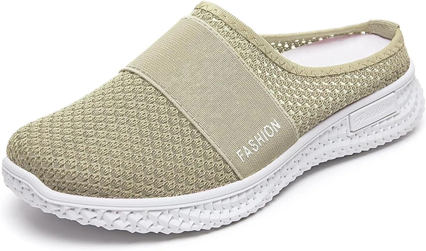 Women's Knitted Mesh Flat Mules Breathable Orthopedic Diabetic Shoes Comfort Backless Walking Sneakers Closed Toe Slip On Slides Soft Soles Non-Slip Mule Shoes with Arch-Support
