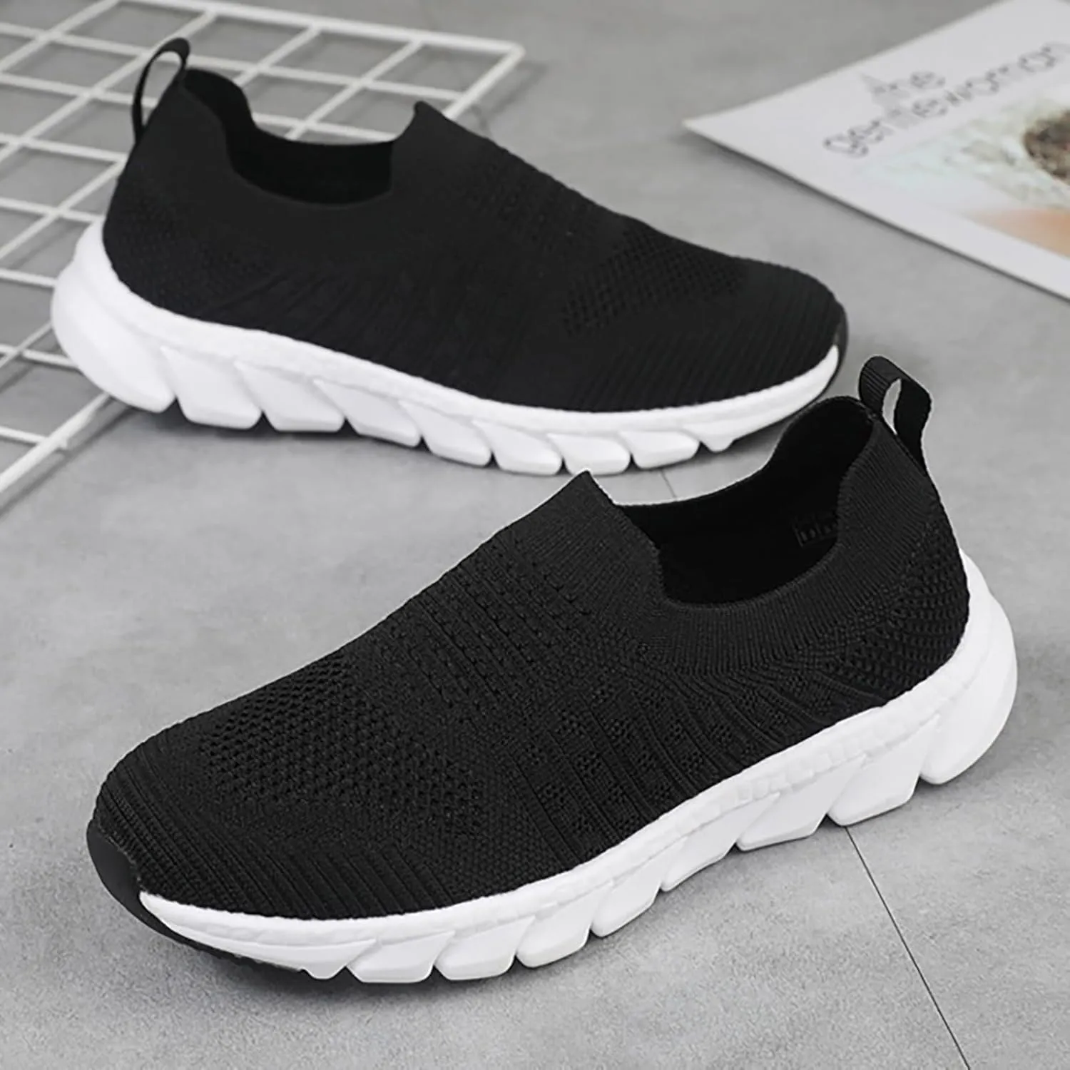 Womens Ladies Walking Running Shoes Slip On Lightweight Mens Dress Shoes Jogging Casual Shoes Trendy White Sneakers Tennis Shoe Cross Trainer Shoe