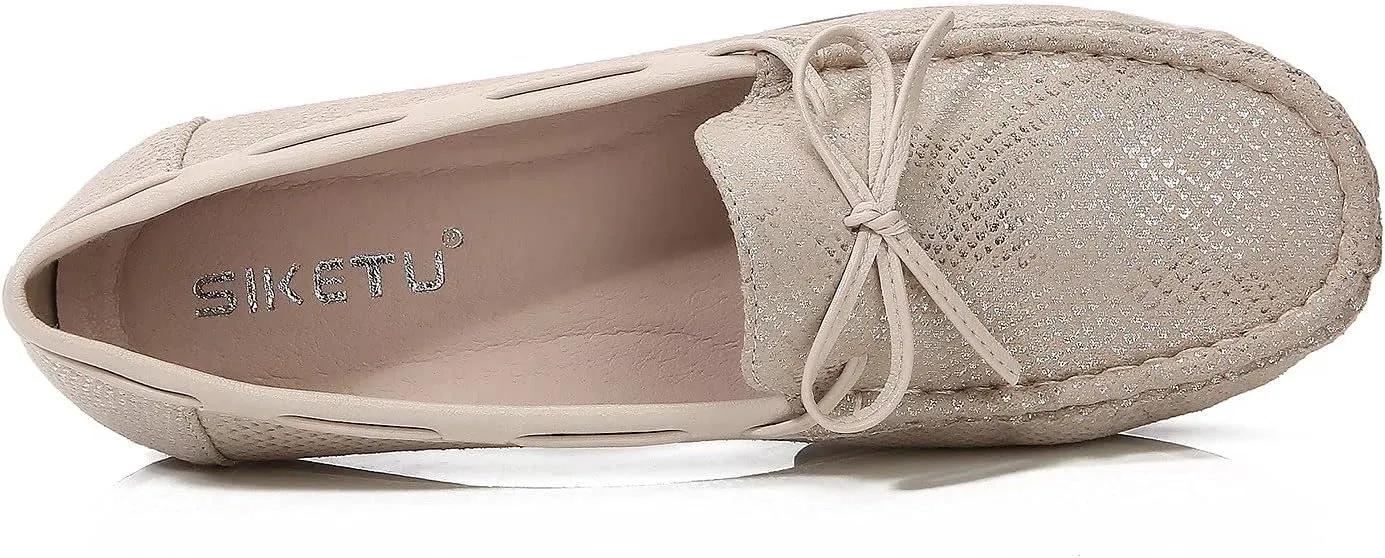 Women's Leather Penny Loafers Casual Driving Loafers Slip-On Loafer Flats Comfort Womens Boat Shoes Moccasins Walking Shoes for Women