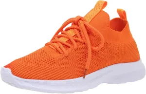 Womens Lightweight Breathable Flat Shoes Stylish Spand Summer Pumps Fashionable Woven Mesh Sports Sneakers Comfortable Red Flats (6.5 UK Orange)