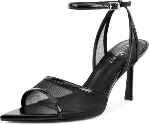 Women's Mesh High Heels Sandals Pointed Open Toe Ankle Buckle Strap Stiletto Heels Dress Wedding Shoes