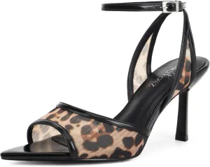 Women's Mesh High Heels Sandals Pointed Open Toe Ankle Buckle Strap Stiletto Heels Dress Wedding Shoes