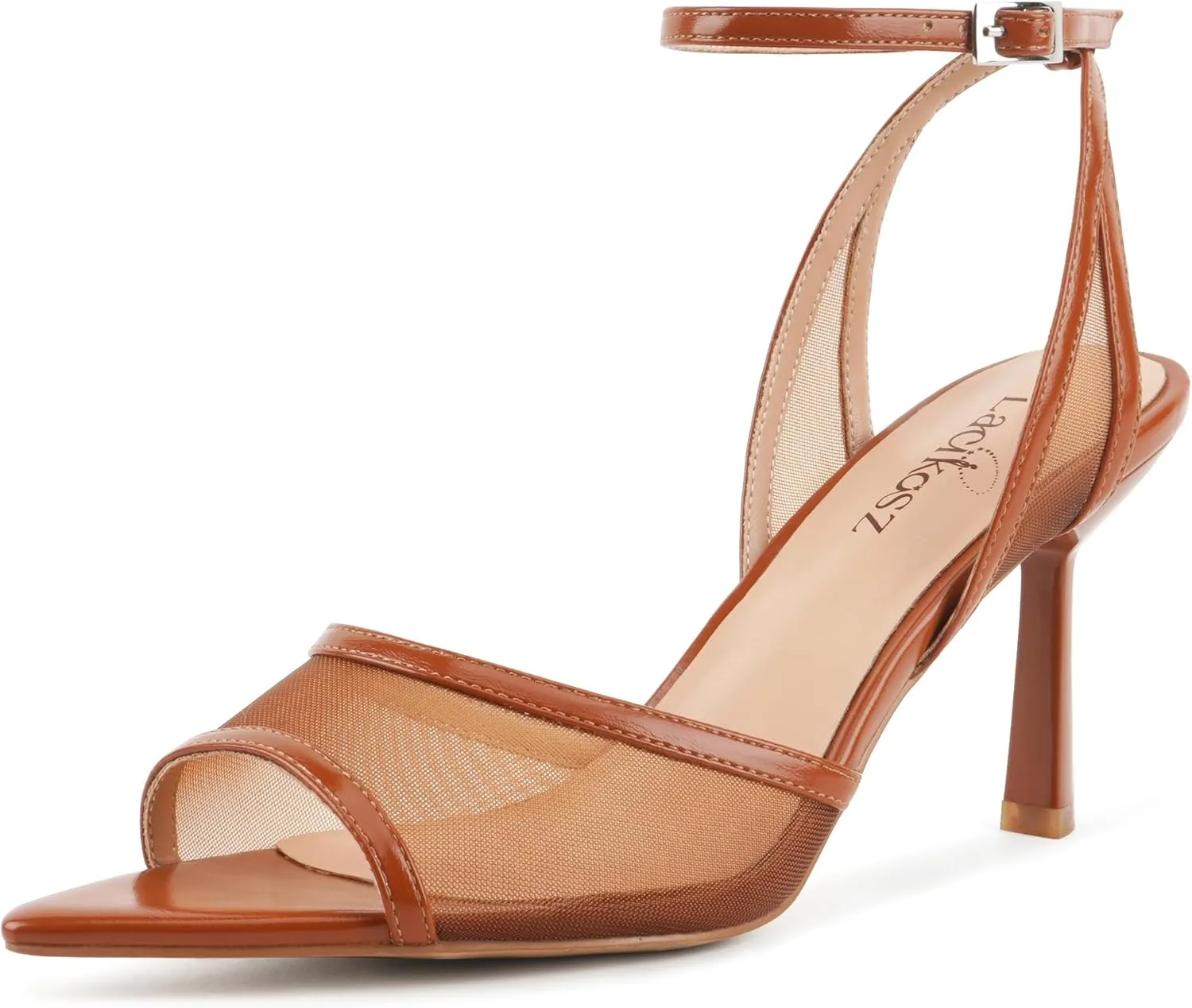 Women's Mesh High Heels Sandals Pointed Open Toe Ankle Buckle Strap Stiletto Heels Dress Wedding Shoes