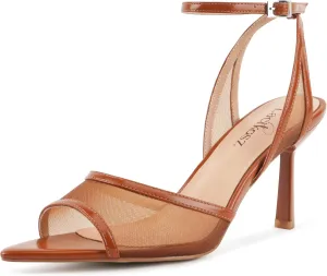 Women's Mesh High Heels Sandals Pointed Open Toe Ankle Buckle Strap Stiletto Heels Dress Wedding Shoes