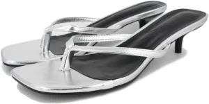 Women's Miami Kitten Heels Sandals Square Open Toe Thong Sandal Flip Flop Heels  Memory Foam Heeled Sandals for Women