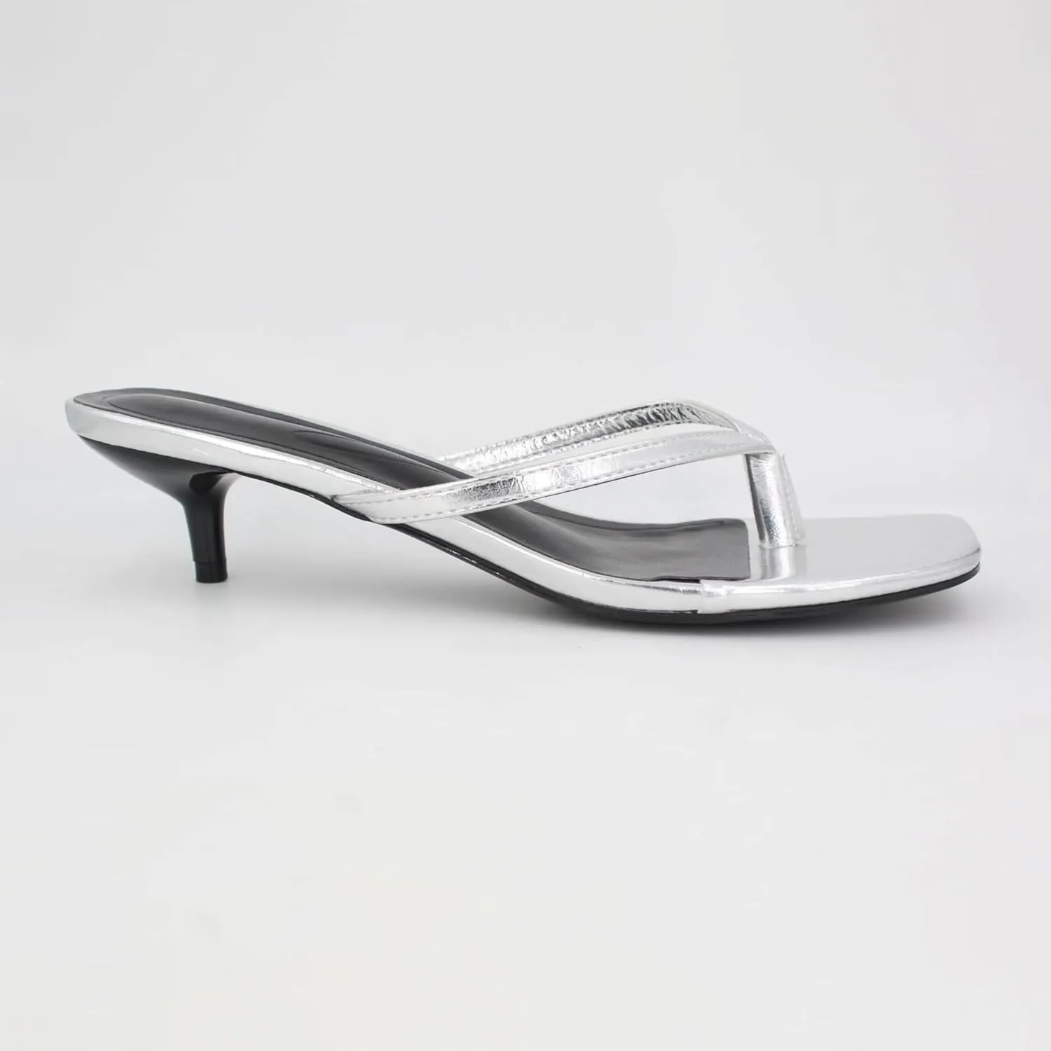 Women's Miami Kitten Heels Sandals Square Open Toe Thong Sandal Flip Flop Heels  Memory Foam Heeled Sandals for Women