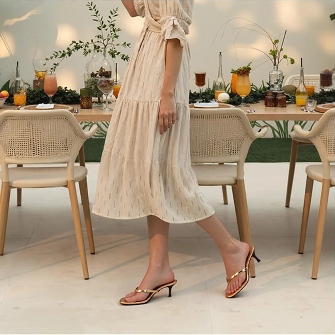 Women's Miami Kitten Heels Sandals Square Open Toe Thong Sandal Flip Flop Heels  Memory Foam Heeled Sandals for Women
