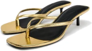 Women's Miami Kitten Heels Sandals Square Open Toe Thong Sandal Flip Flop Heels  Memory Foam Heeled Sandals for Women