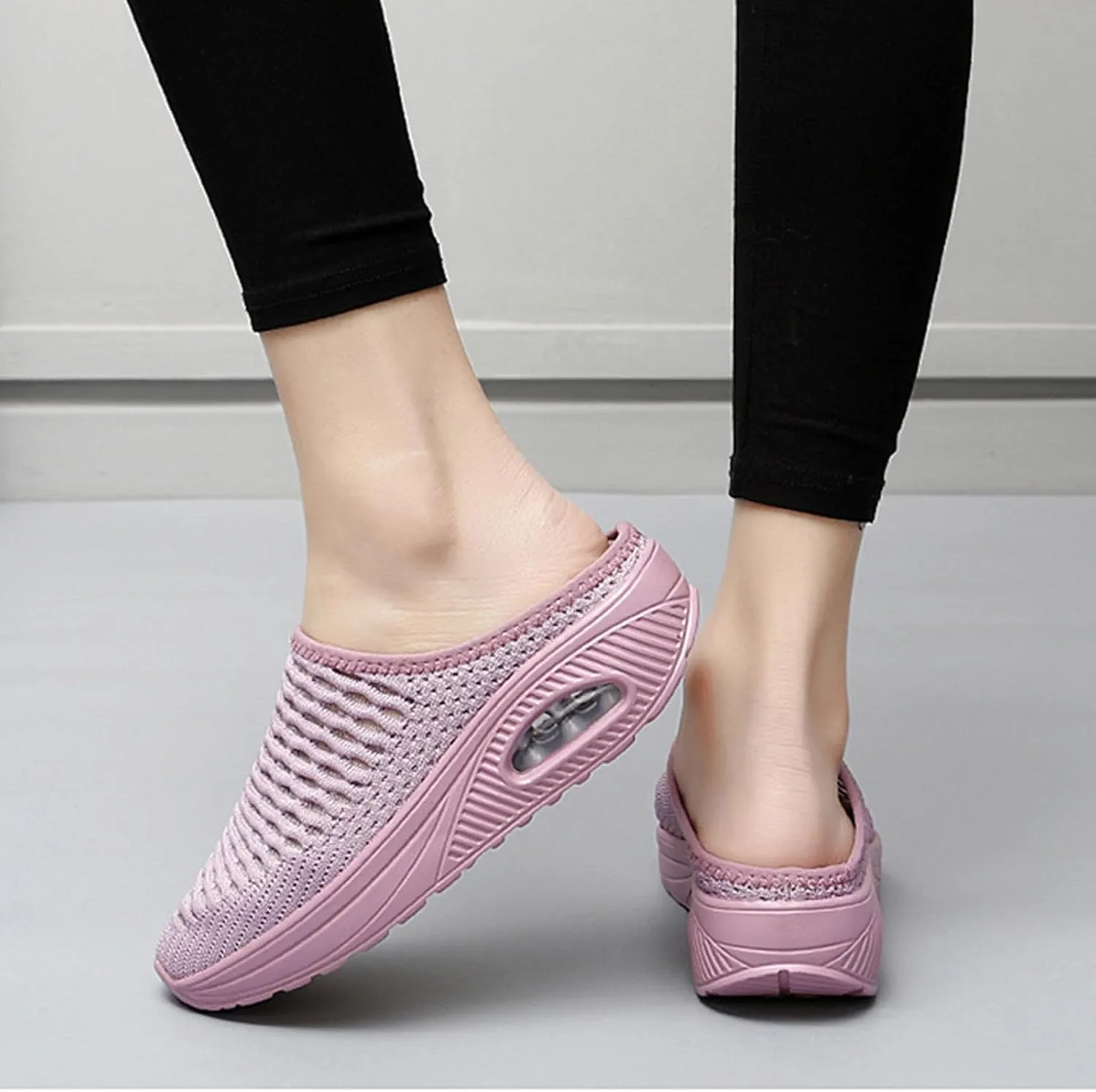 Women's Orthopedic Clogs Mesh Backless Sneakers Lightweight Breathable Garden Shoes Open Back Slip On Mule Shoe Comfortable Closed Toe Diabetic Slippers Air Cushion Slides with Arch-Support