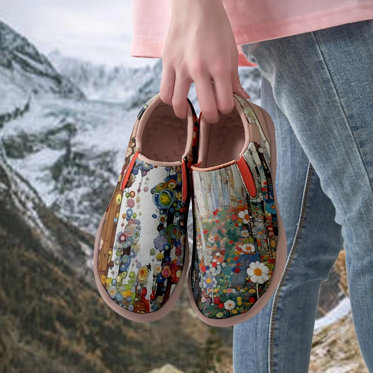 Women's Painted Travel Loafers Slip On Sneakers Casual Comfortable Walking Lightweight Nurse Shoes
