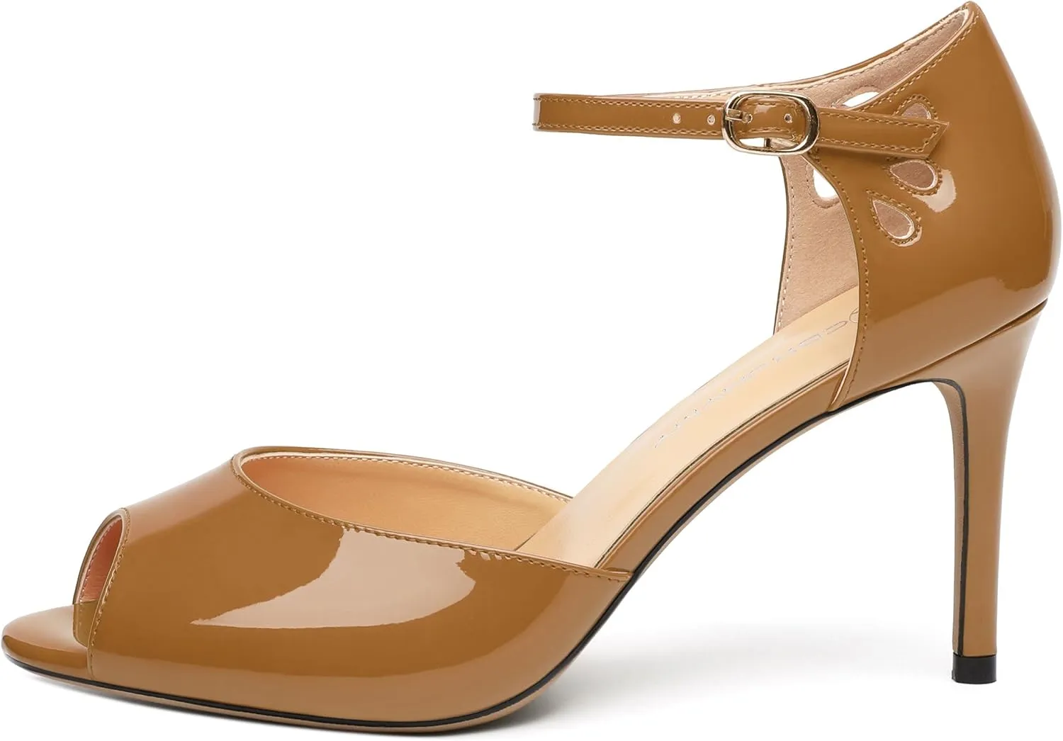 Women's Peep Toe High Heels Ankle Straps Buckles Evening Party Prom Sandals 3.3Inch