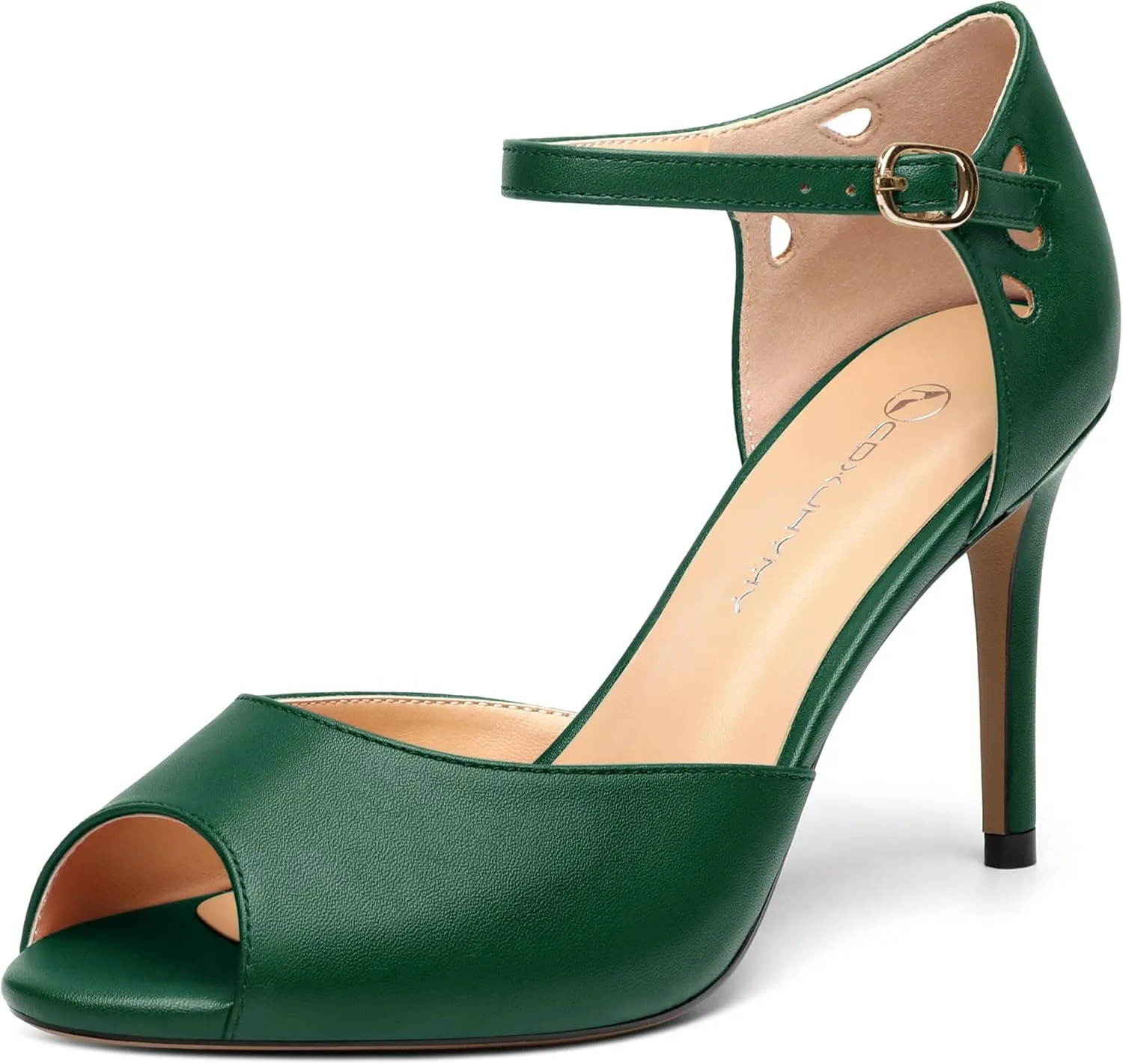 Women's Peep Toe High Heels Ankle Straps Buckles Evening Party Prom Sandals 3.3Inch