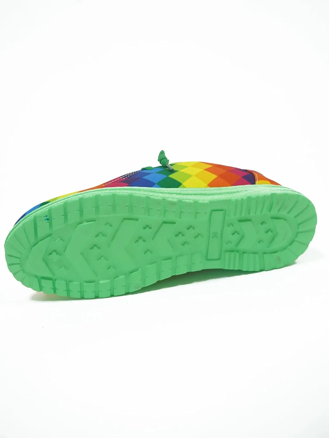 Women's Plaid Rainbow Print Checkered Loafers Slip-on Low Top Lightweight Canvas Non-Slip Flexible Flat Fashion Skateboard Shoes for All-Season Casual Wear