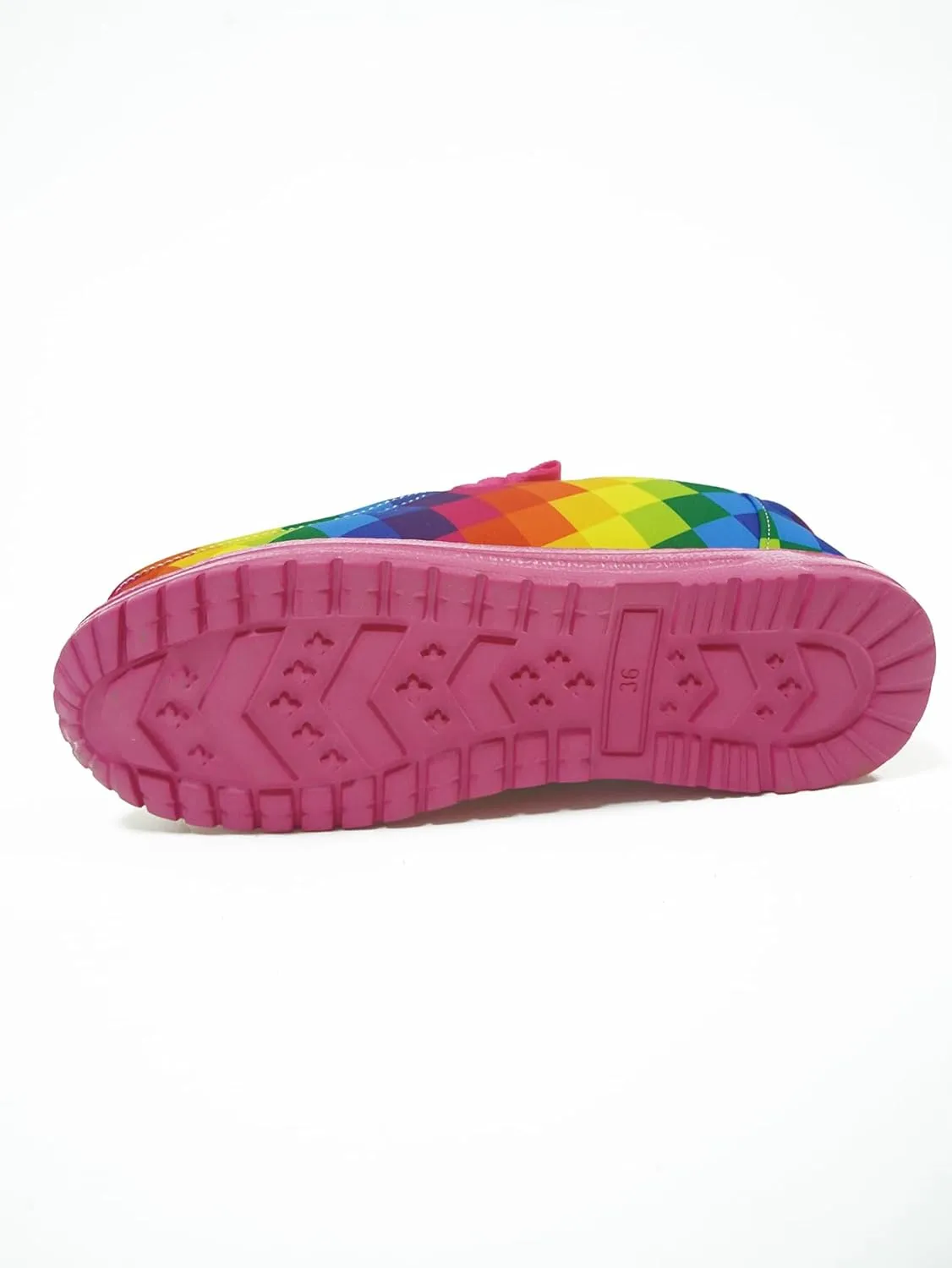 Women's Plaid Rainbow Print Checkered Loafers Slip-on Low Top Lightweight Canvas Non-Slip Flexible Flat Fashion Skateboard Shoes for All-Season Casual Wear