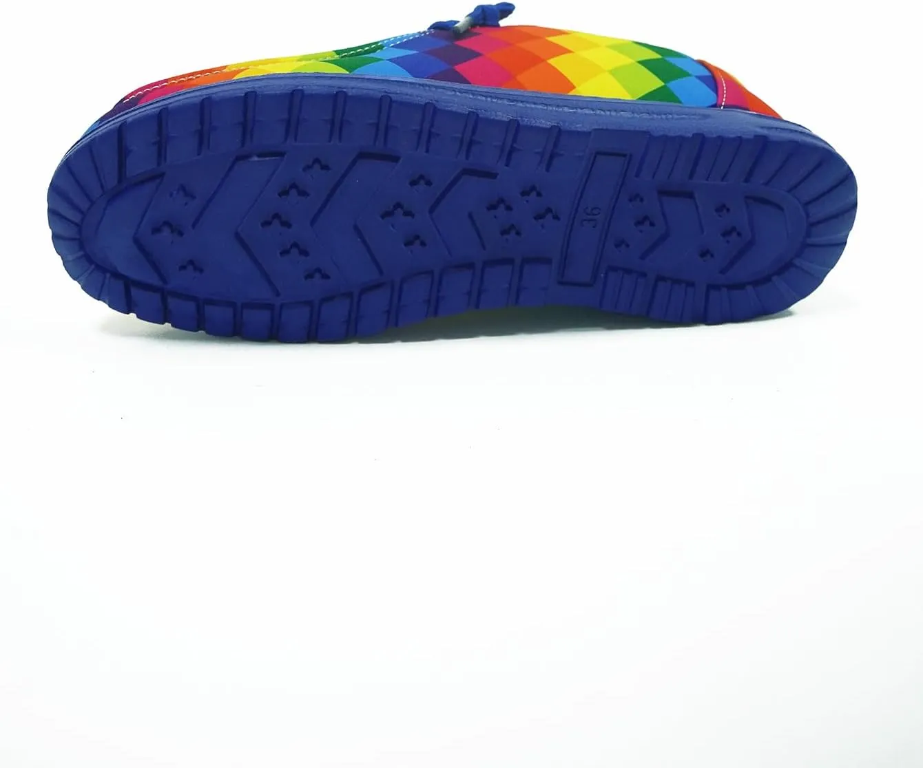 Women's Plaid Rainbow Print Checkered Loafers Slip-on Low Top Lightweight Canvas Non-Slip Flexible Flat Fashion Skateboard Shoes for All-Season Casual Wear