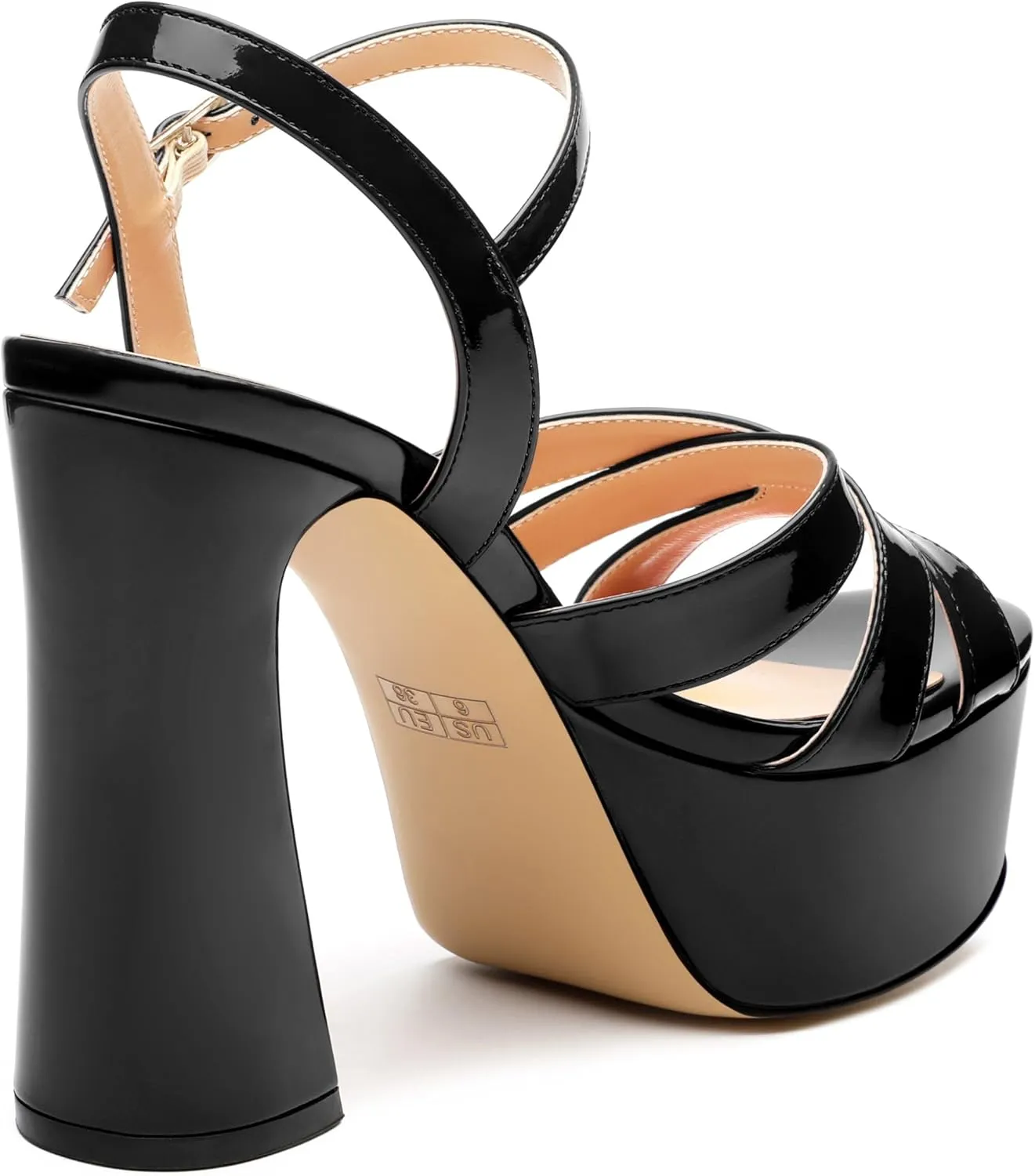 Women's Platform High Heels Sandals Round Open Toe Strappy Pumps Lace Up Dress Party Summer Shoes4.7''