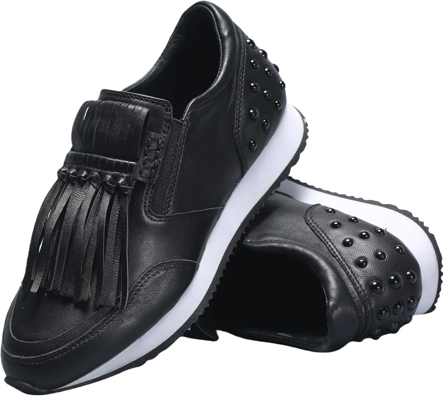 Women's Platform Sneakers Classic Vintage Tassels Round Toe Loafers Casual Slip On Walking Dressy Shoes