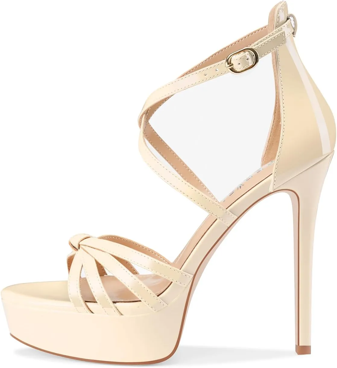Women's Platform Stiletto Heels Cross Strap Open Peep Toe High Heel Sandals Ankle Strap Crisscross Dress Stilettos Summer Shoes for Ladies Sexy Fashion