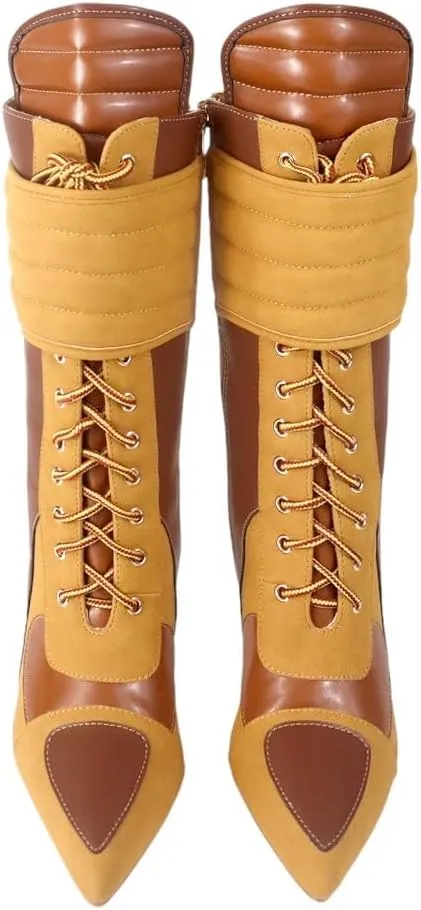 Women's Pointed Toe Heel Boots Stiletto Heels Mid-Calf Boots Zipper Boots Booties